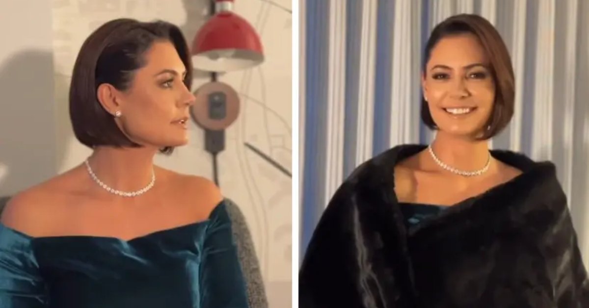 Look de Michelle Bolsonaro no baile de Trump chamou atenção e contou
